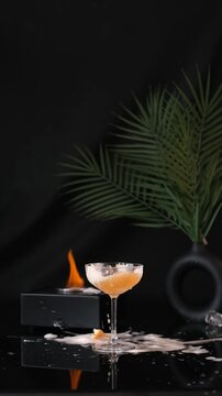 Scoth Bee Cocktail With Black Background