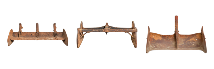 Vintage Metal Equipment Parts for Industrial Use Isolated on transparent background