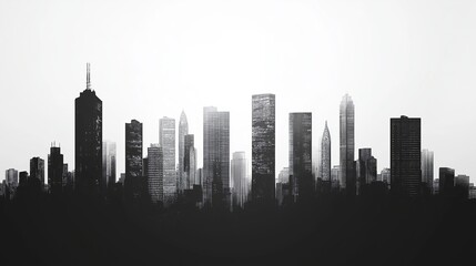 Naklejka premium A clean, monochrome city skyline with no details