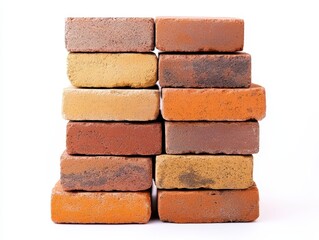 Obraz premium Stack of assorted color bricks, isolated on white.