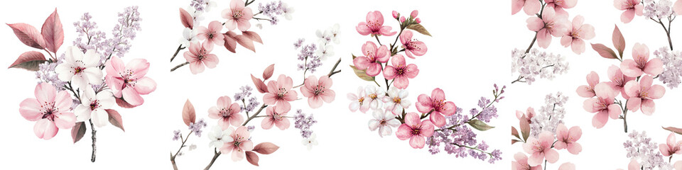 Delicate Pink Blossom Flowers Blooming on Springtime Tree Branches Creating a Soft Serene and Natural Backdrop  Romantic Floral Scene with Vibrant Petals and Lush Foliage