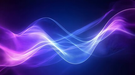 Naklejka premium 青と紫の光のウェーブ