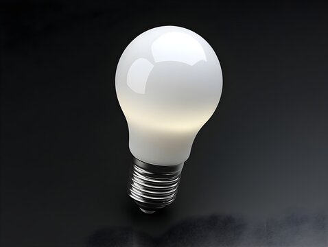 The light bulb is on the table against a black background