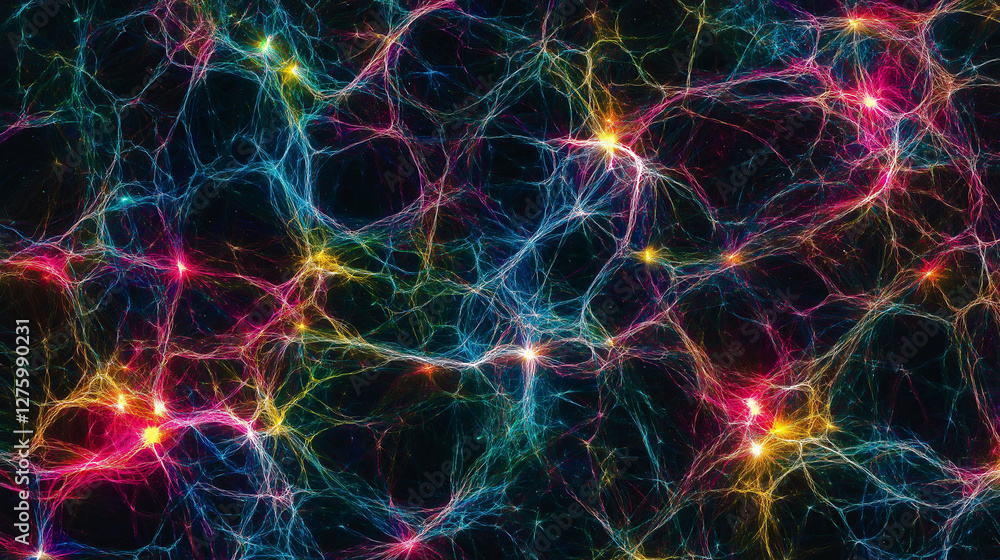 Poster A fractal explosion of glowing neon patterns.