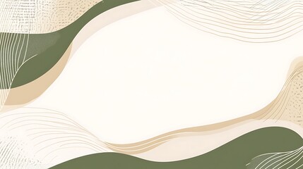 Abstract green beige wave frame
