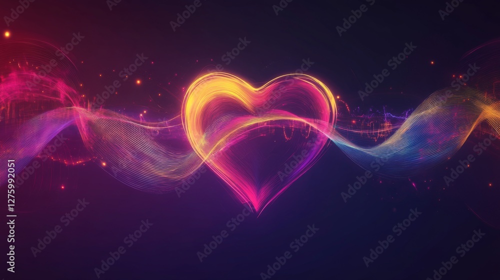 Leinwandbilder a conceptual graphic showing a heart wave merging with sound waves, illustrating the connection betw