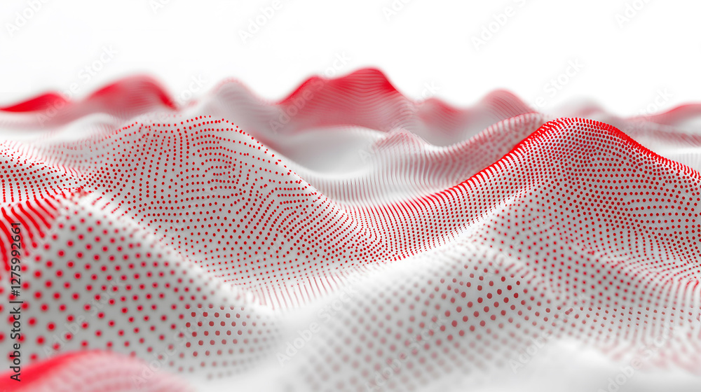 Poster abstract red and white dotted wave pattern background texture digital art 3d rendering illustration