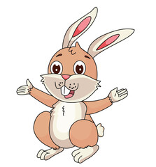 Cute cartoon hand drawn vector funny bunny clipart.