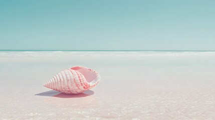 波打ち際に佇む貝殻と青い海の風景