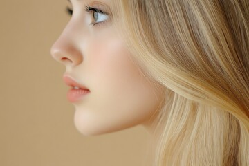 Fototapeta premium Glossy blonde hair with soft shine and texture
