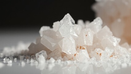 Intricate Macro of Crystalized Sugar on a Modern Surface