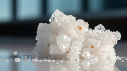Intricate Macro of Crystalized Sugar on a Modern Surface