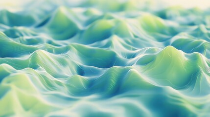 Obraz premium Abstract Green and Blue Wavy Landscape: A Serene Digital Art Piece