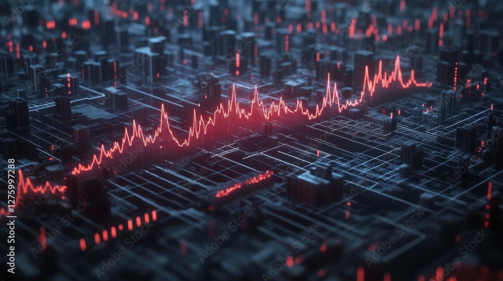 Poster a high-resolution image of a heartbeat monitor showing an active heart wave, with sharp peaks and va