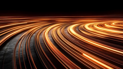 Abstract orange light trails, dark background