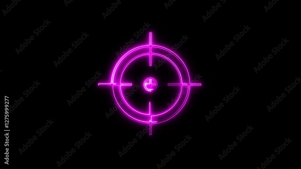 Poster technology radar display with target in sight in center icon animation. target, focus, indicate icon
