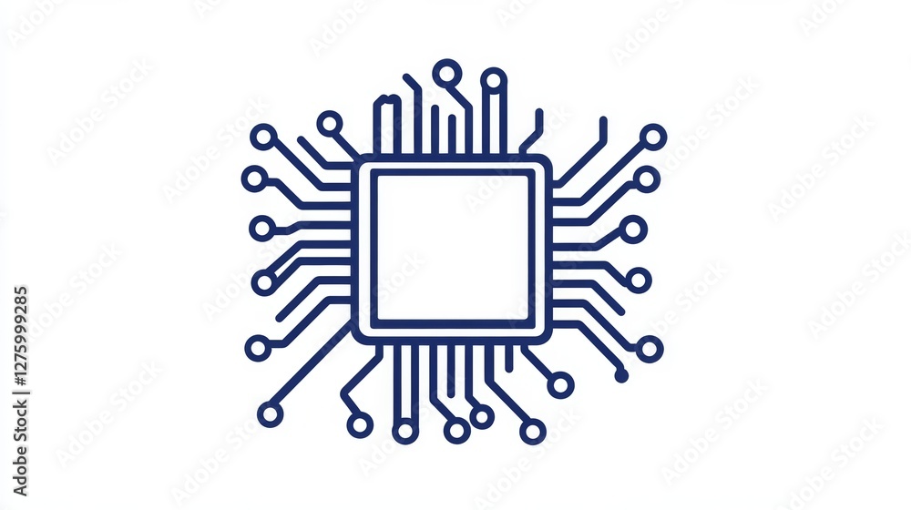 Aufkleber a simple line icon for a computer chip