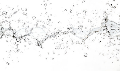 Fototapeta premium Dynamic water splash, bubbles, ripples, underwater light rays and tranquil ocean views