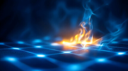 Obraz premium Abstract Blue Energy Stream with Network Connection Futuristic Technology Background