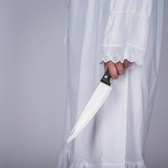 Frau, Nachthemd, Messer