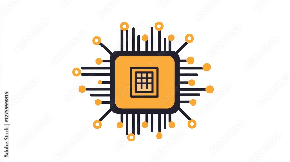 Aufkleber a simple line icon for a computer chip