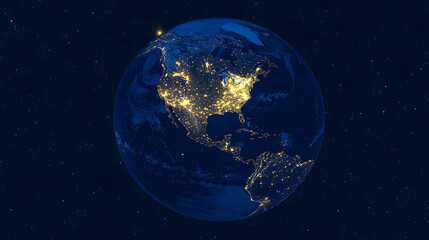 Fototapeta premium Stunning Night View of Earth Showing North and Central America Illuminated from Space