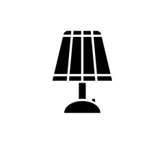 Bedside Table Lamp, Desk Night Light Solid Flat Vector Icon Isolated on White Background.