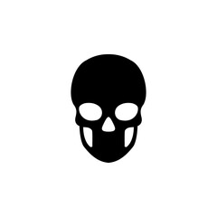 Human Skull, Death or Dead Face, Skeleton Solid Flat Vector Icon Isolated on White Background.