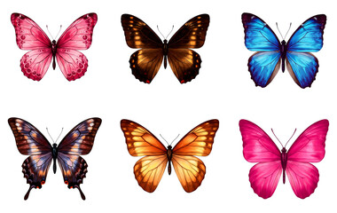 Vibrant Butterfly Collection with Transparent Background.