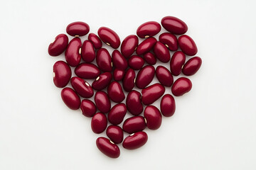 Red Beans of Love: A vibrant arrangement of rich red kidney beans meticulously forms a heart shape, expressing love and representing health.
