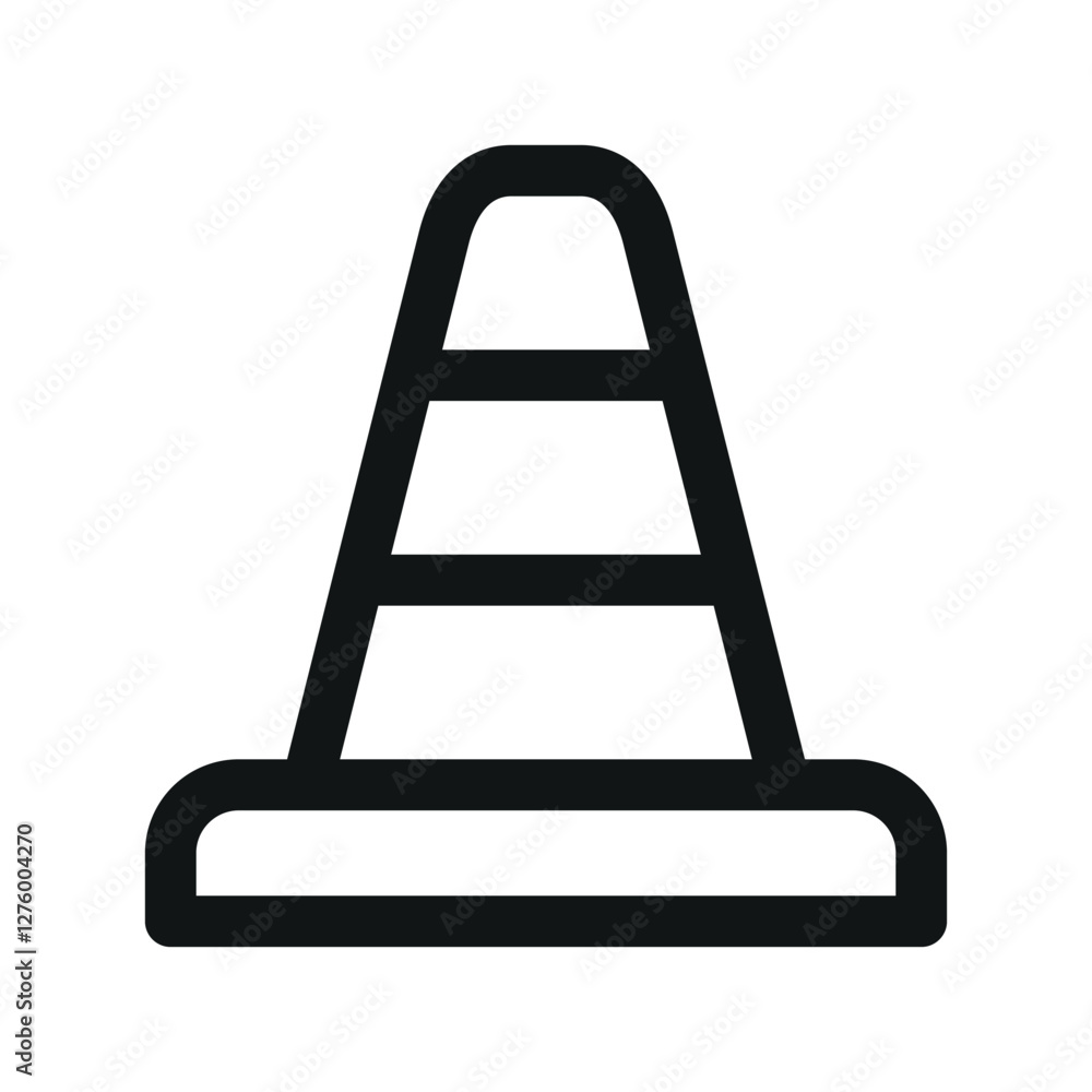 Poster plastic cone ui icon, traffic cone simple line user interface vector symbol