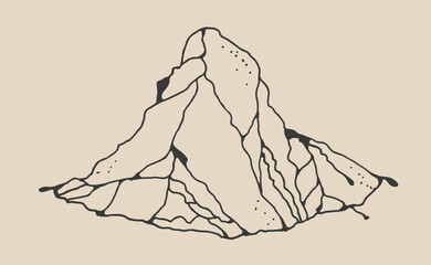 Mountain vector illustration, hand drawn rocks