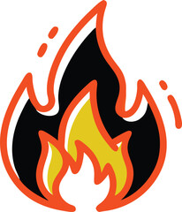 fire, burn, energy, flame, fossil, fuel, hot icon thick line logo design symbol template element vector 