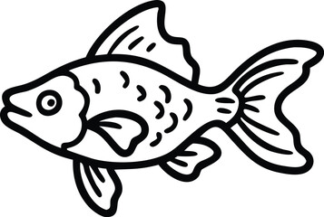 Cute Ruhi fish cartoon vector icon sign silhouette illustration on a white background 