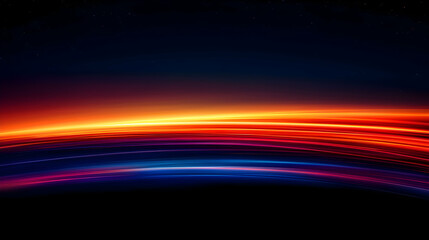 Abstract Light Streaks at Night with Orange Red and Blue Hue and Dark Sky