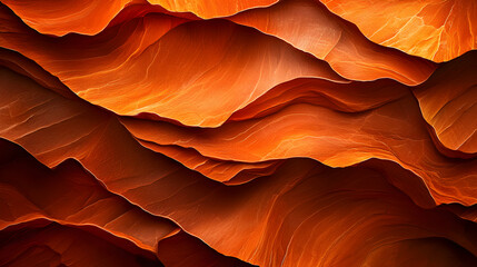 Abstract Orange Wavy Texture Background with Paper Like Layers in Gradient Shades and Intricate Decorative Pattern Design
