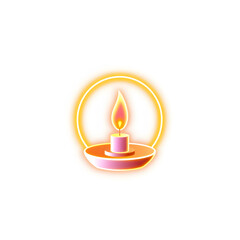 Fototapeta premium Candle holographic 3D icon. neon symbol vector illustration isolated on white background. Generative AI