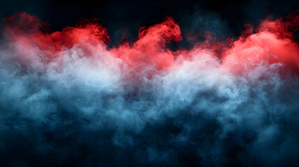 Abstract Red and Blue Powder Smoke Explosion on a Dark Background with Artistic Motion