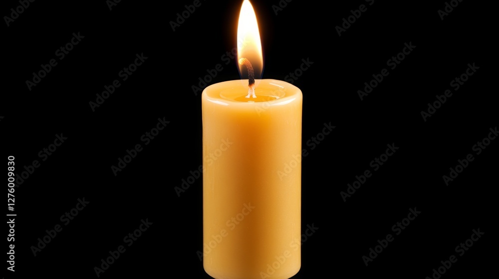 Poster Close-up of a flickering candle flame in a dark room, casting soft shadows and creating a cozy ambiance, emphasizing the glow and warmth
