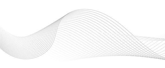 Grey Wave Swirl, frequency sound wave, twisted curve lines with blend effect. Abstract grey wave lines on transparent background