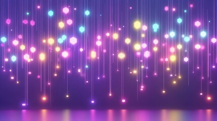 Vibrant Neon Lights Hexagon Background Image