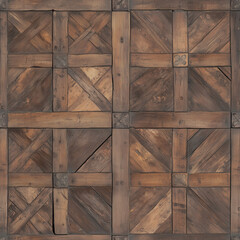 Seamless Wooden Lattice Pattern with Rustic and Aged Timber Texture
