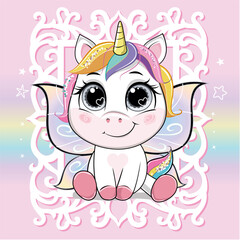 Cute unicorn with butterfly wings.