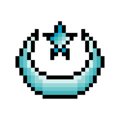 Fototapeta premium Crescent moon with stars in pixel art