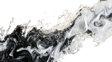 A strong waterfall of water pouring downward, with a high velocity, isolated on a white background