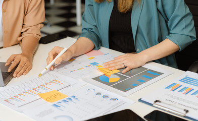 Business concept, business woman working and meeting with chart at office.