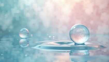 Soothing bubbles float in a calm abstract background with subtle marble details, abstract, subtle colors, water