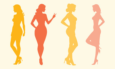 Set of Female Silhouettes in Vector. Elegant Woman Silhouette Pack for Design, Fashion, Beauty, and Feminine Concepts