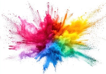 bright red holi paint color powder festival explosion burst isolated white background. industrial print concept background