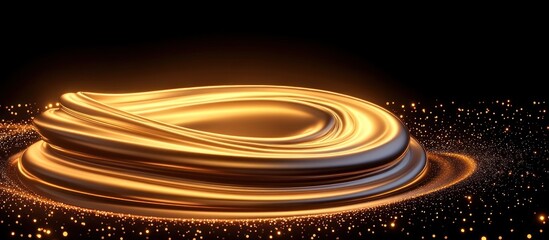 Golden Swirling Abstract Background with Glittering Particles